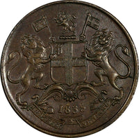 India-British William IV (1765-1837) Copper 1835 1/4 Anna aUNC KM# 446.2 (298)