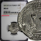 Turkey Muhammad V (1909-1918) 1327//6 (1914) 20 Para NGC MS62 KM# 761 (023)