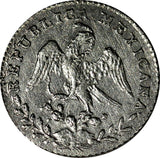 MEXICO Silver 1838/7 Go PJ 1/2 Real OVERDATE Guanajuato Mint SCARCE KM# 370.7