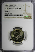 Great Britain Elizabeth II 1986 1 Pound NGC MS65 Northern Ireland KM# 946 (025)