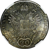 Austria Franz I Silver 1825 A 20 Kreuzer  NGC MS63 1 GRADED HIGHEST KM# 2144 (0)