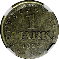 Germany - Weimar  Silver 1924-E 1 Mark NGC MINT ERROR XF40 SCARCE KM# 42 (196)