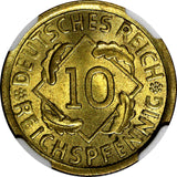 Germany 1925 A 10 Reichspfennig NGC MS66 ONLY 1 GRADED HIGHEST KM# 40 (048)