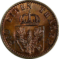 German States PRUSSIA Wilhelm I Copper 1871 A 1 Pfennig KM# 480 (18 218)