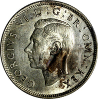 GREAT BRITAIN George VI Silver 1944 Florin / 2 Shilling WWII Issue UNC KM# 855