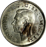 GREAT BRITAIN George VI Silver 1944 Florin / 2 Shilling WWII Issue UNC KM# 855