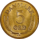 Denmark Frederik IX Bronze 1968 5 Øre UNC KM# 848.1 (21 698)