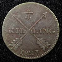 SWEDEN Carl XIV Johan Copper 1827 1/4 Skilling 26 mm  KM# 595 (22 604)