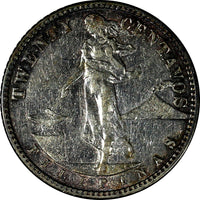 Philippines U.S. Administration Silver 1910 S 20 Centavos KM# 170 (17 402)