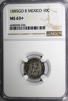 Mexico SECOND REPUBLIC Silver 1885 GO R 10 Centavos NGC MS63+ Toned KM# 403.5(6)