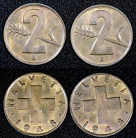 Switzerland Bronze 1948 2 Rappen GEM BU KM# 47 RANDOM PICK (1 Coin) (23 901)