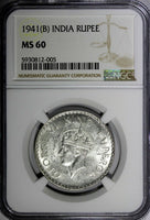 India-British George VI Silver 1941 (B) Rupee NGC MS60 Mint Luster KM# 556 (005)