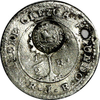 Costa Rica Silver 1847 1/2 Real Countermarked on Central American Repub. KM 68