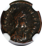 EASTERN ROMAN Theodosius I,AD 379-395 AE4 NUMMUS /Christian VICTORY ANGEL NGC(8)
