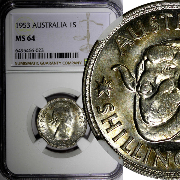 Australia Elizabeth II Silver 1953 1 Shilling Royal Mint NGC MS64 KM# 53 (23)
