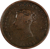 CANADA New Brunswick  Victoria  Copper 1843 1/2 Penny Token  KM# 1 (20 396)
