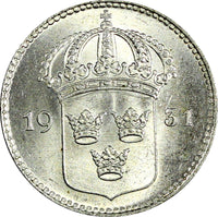 SWEDEN Gustaf V Silver 1931 G 10 Öre BU GEM COIN KM# 780 (22 144)