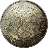 Germany - Third Reich Silver 1939 A 2 Reichs Mark Hindenburg KM# 93 (22 330)