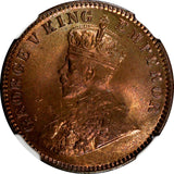 India-British George V Bronze 1936 (C) 1/4 Anna NGC MS66 RB LAST DATE KM#512 (3)