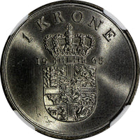 DENMARK Frederik IX 1965 CS 1 Krone NGC MS65 TOP GRADED BY NGC  KM# 851.1 (186)