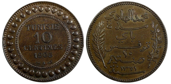 Tunisia Muhammad IV AH1321/1903 A 10 Centimes UNC  KM# 229 (20 656)