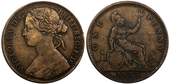 Great Britain Victoria (1837-1901) 1873 1 Penny Toned KM# 749.2 (20 574)