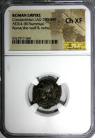 Roman Empire Constantinian BI Nummus cAD 330-340 Roma/She-Wolf & Twins NGC ch.XF