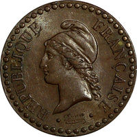 France Bronze 1849 A 1 Centime PARIS aUNC KM# 754 (14 022)