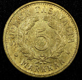 FINLAND Aluminum-Bronze 1951 H 5 Markkaa UNC KM# 31a (21 025)