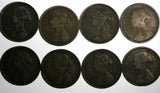 Great Britain  Victoria Copper LOT OF 8 COINS 1862-1889 1/2 Penny (599)