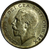 Great Britain George V Silver 1920 1 Shilling AU-UNC Toned KM# 816a