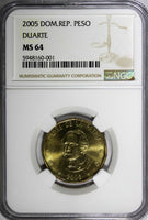 Dominican Republic Juan Pablo Duarte 2005 1 Peso NGC MS64 KM# 80 (001)