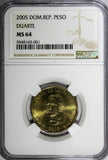 Dominican Republic Juan Pablo Duarte 2005 1 Peso NGC MS64 KM# 80 (001)