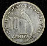 GUATEMALA Silver 1928 10 Centavos Royal British Mint KM# 239.2 (22 906)