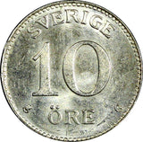 SWEDEN Gustaf V Silver 1942 G 10 Öre Last Year KM# 780 (22 132)