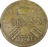 Sweden Fredrik I Copper 1746 2 Ore, S.M.Silvermynt  34mm KM# 437 (21 372)