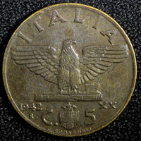 Italy Vittorio Emanuele III 1942 5 Centesimi WWII Issue UNC KM# 73a (23 663)