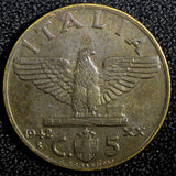 Italy Vittorio Emanuele III 1942 5 Centesimi WWII Issue UNC KM# 73a (23 663)