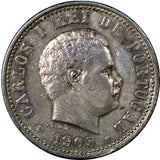 India-Portuguese Carlos I Silver 1903 1 Rupia Mintage- 200,000 Ch.XF  KM# 17 (7)