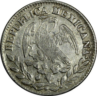 Mexico FIRST REPUBLIC Silver 1845 Go PM 2 Reales  Guanajuato KM# 374.8 (19 161)