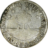 BOLIVIA Simon Bolivar SILVER 1830 PTS JL 4 Soles  KM# 96a.2 (5066)