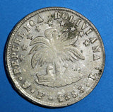 BOLIVIA SILVER 1853 PTS FP  4 Soles KM# 123.1