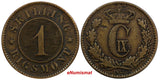 Denmark Christian IX Bronze 1871 1 Skilling Rigsmont KEY DATE VF KM# 774 (9643)