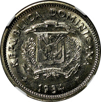 DOMINICAN REPUBLIC 1984 MO 5 Centavos NGC MS65 Sanchez and Mella KM# 59 (15)