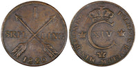 Sweden Carl XIV Johan Copper 1820 1 Skilling Oblique KEY DATE SCARCE KM# 597(69)