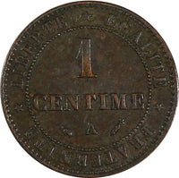 France Third Republic Bronze 1896 A 1 Centime KM# 826.1 (18 125)