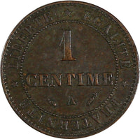France Third Republic Bronze 1896 A 1 Centime KM# 826.1 (18 125)