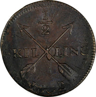 Sweden Gustaf IV 1802 1/2 Skilling Overstruck on 1 Ore 1730-1769 KM# 565 (294)