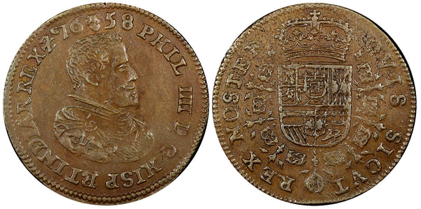 Brussels.Spain.Brabant  Philip IV Copper Token 1658 aUNC Double Struck 32mm (2)