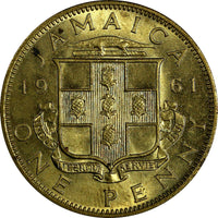 Jamaica Elizabeth II Nickel-Brass 1961 1 Penny KM# 37 (18 615)